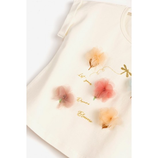 FUNKY Μπλούζα με Κοντό Μανίκι 124-705109 Εκρού 