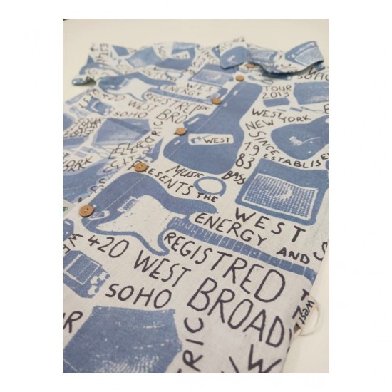 WEST Πουκάμισο και Βερμούδα 324772 Γαλάζιο/Μπλε 