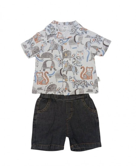 IGGY Σετ Πουκάμισο και Βερμούδα Τζιν 124132 Γαλάζιο 