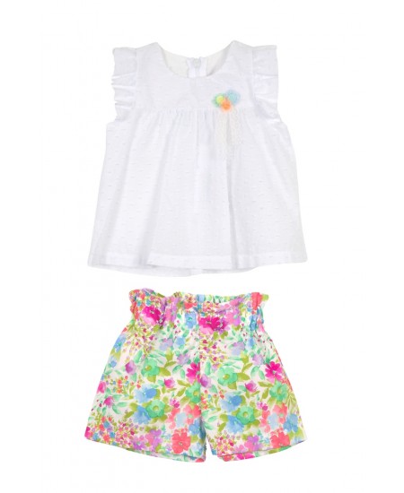 BABYLON Σετ Μπλούζα και Σορτς 11415123 Λευκό/Φλοράλ 