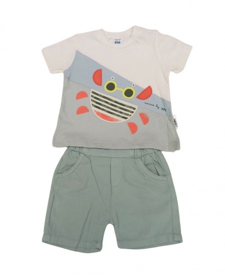 IGGY Σετ Μπλούζα και Βερμούδα Τζιν 124179 Λευκό/Μέντα 