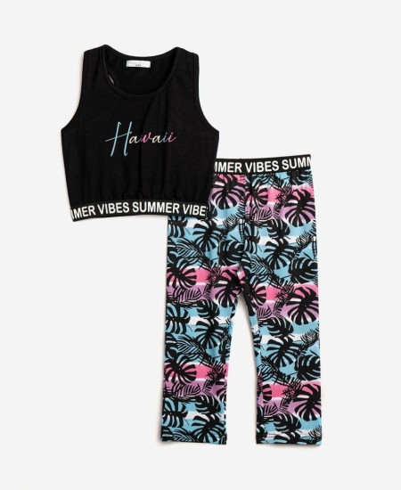 FUNKY Σετ Μπλούζα και Κολάν 124-540100 Μαύρο/Λευκό