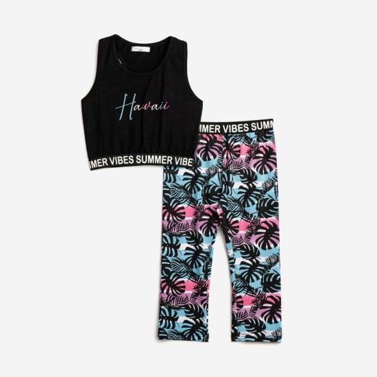 FUNKY Σετ Μπλούζα και Κολάν 124-540100 Μαύρο/Λευκό