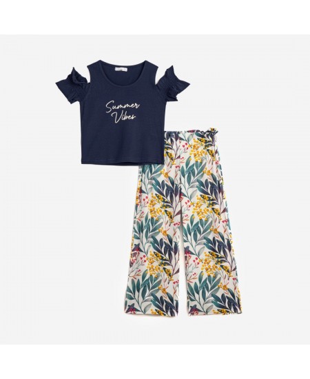 FUNKY Σετ Παντελόνα και Μπλούζα 124-522101 Μπλε/Εμπριμέ 