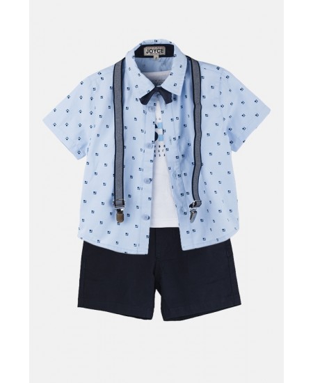 JOYCE Σετ Πουκάμισο/Μπλούζα/Βερμούδα/Παπιγιόν/Τιράντες 2442021 Γαλάζιο 