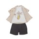 IGGY Σετ Πουκάμισο/Μπλούζα και Βερμούδα 124107 Εκρού/Καφέ 