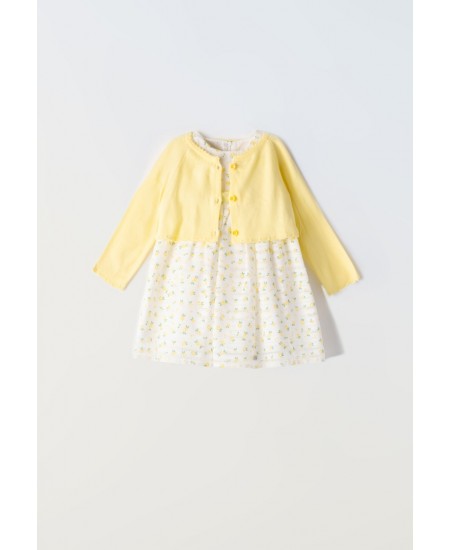 EBITA Φόρεμα και Ζακετάκι 242503 Λευκό/Κίτρινο 