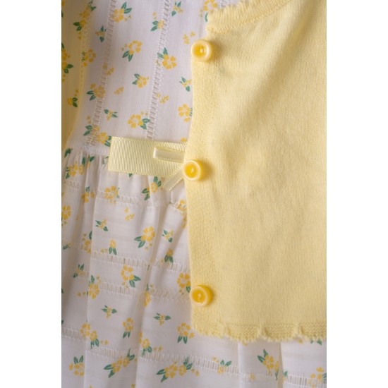 EBITA Φόρεμα και Ζακετάκι 242503 Λευκό/Κίτρινο 