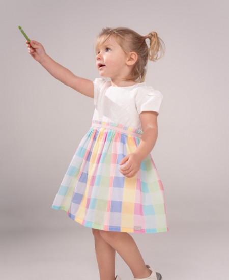 EBITA Φόρεμα και Κορδέλα 242512 Λευκό/Πολύχρωμο 