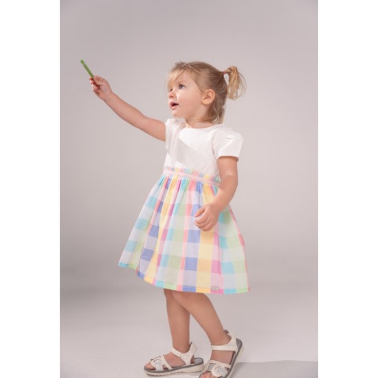 EBITA Φόρεμα και Κορδέλα 242512 Λευκό/Πολύχρωμο 