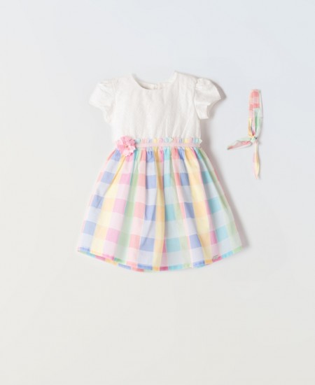 EBITA Φόρεμα και Κορδέλα 242512 Λευκό/Πολύχρωμο 