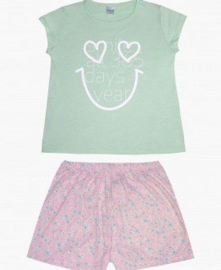 PRETTY BABY Πιτζάμα 63148 Φυστικί/Ροζ 