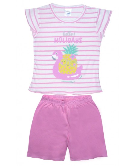 PRETTY BABY Πιτζάμα 65528 Λευκό/Φουξ