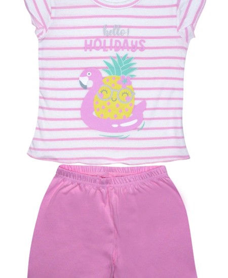 PRETTY BABY Πιτζάμα 65528 Λευκό/Φουξ