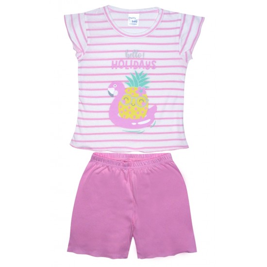 PRETTY BABY Πιτζάμα 65528 Λευκό/Φουξ