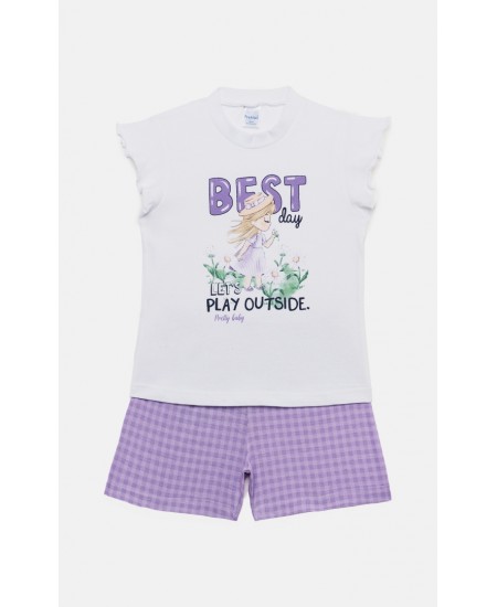 PRETTY BABY Πιτζάμα 65538 Λευκό/Λιλά 