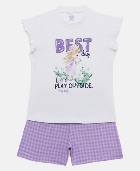 PRETTY BABY Πιτζάμα 65538 Λευκό/Λιλά 