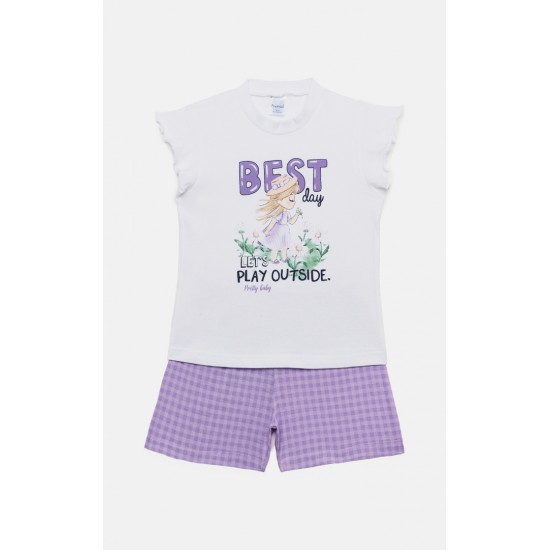 PRETTY BABY Πιτζάμα 65538 Λευκό/Λιλά 