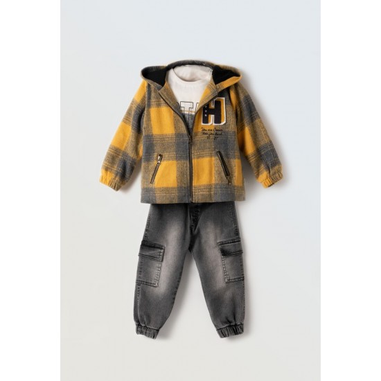 HASHTAG Σετ Τζάκετ, Μπλούζα και Τζιν 243824 Κίτρινο