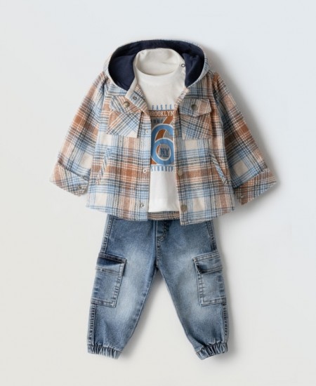 HASHTAG Σετ Ζακέτα, Μπλούζα και Τζιν 243608 Mπλε 