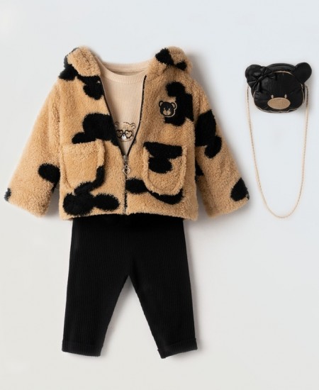 EBITA Σετ Ζακέτα, Μπλούζα, Κολάν και Τσαντάκι 243537 Ταμπά/Μαύρο