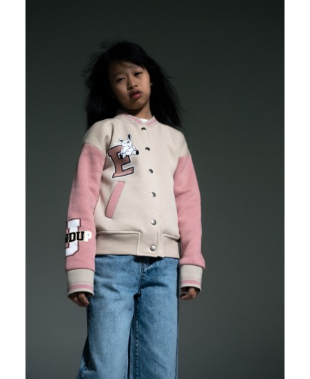 EBITA Ζακέτα Κολεγιακή 243026 Εκρού/Ροζ 