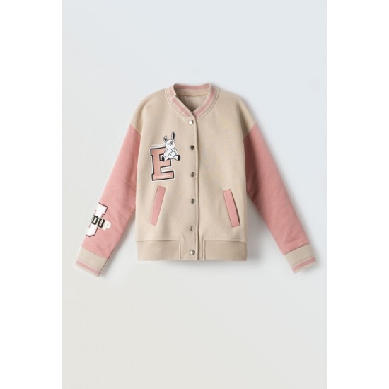 EBITA Ζακέτα Κολεγιακή 243026 Εκρού/Ροζ 