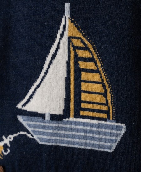 HASHTAG Σετ Πλεκτό, Πουκάμισο και Παντελόνι 243603 Μπλε/Μουσταρδί