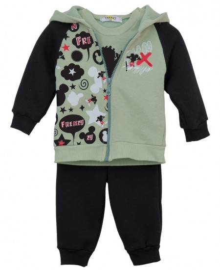 FRENZY Σετ Ζακέτα, Μπλούζα και Παντελόνι 71425115 Φυστικί