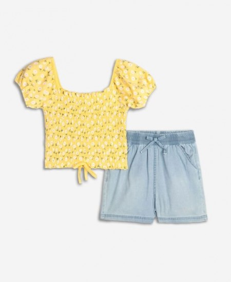 FUNKY Σετ Μπλούζα και Τζιν Σορτς 125-526106 Κίτρινο