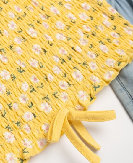 FUNKY Σετ Μπλούζα και Τζιν Σορτς 125-526106 Κίτρινο