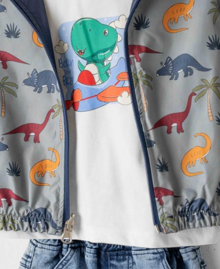 HASHTAG Σετ Μπουφανάκι, Μπλουζάκι και Τζιν 254817 Μπλε/Γκρι