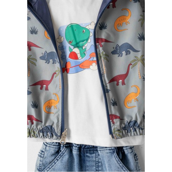 HASHTAG Σετ Μπουφανάκι, Μπλουζάκι και Τζιν 254817 Μπλε/Γκρι