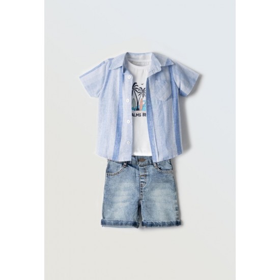 HASHTAG Σετ Πουκάμισο, Μπλούζα και Βερμούδα 254613 Μπλε