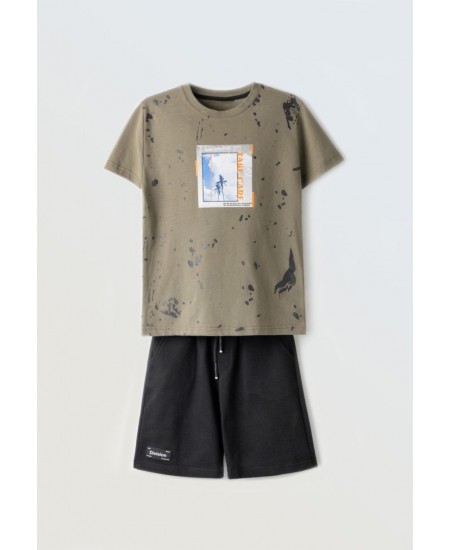 HASHTAG Σετ Μπλούζα και Βερμούδα 254701 Χακί