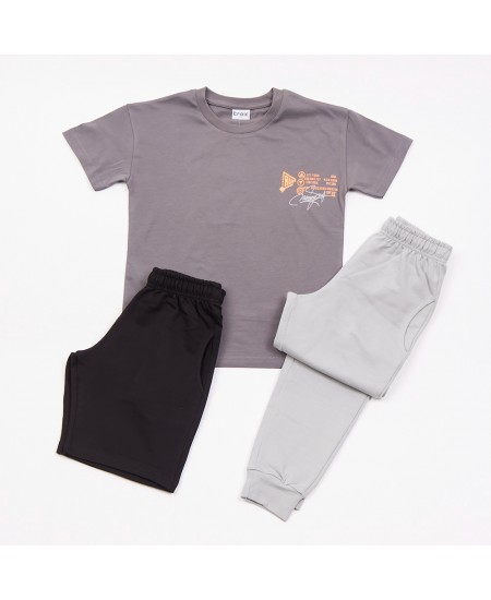 TRAX Σετ Μπλούζα, Βερμούδα και Παντελόνι 47310 Γκρι
