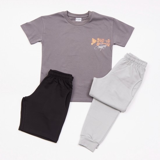 TRAX Σετ Μπλούζα, Βερμούδα και Παντελόνι 47310 Γκρι