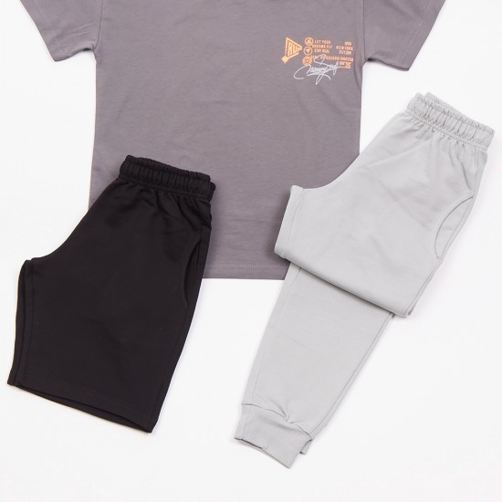 TRAX Σετ Μπλούζα, Βερμούδα και Παντελόνι 47310 Γκρι