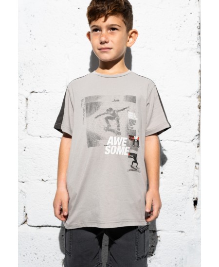 HASHTAG Σετ Μπλούζα και Βερμούδα Τζιν 254727 Γκρι