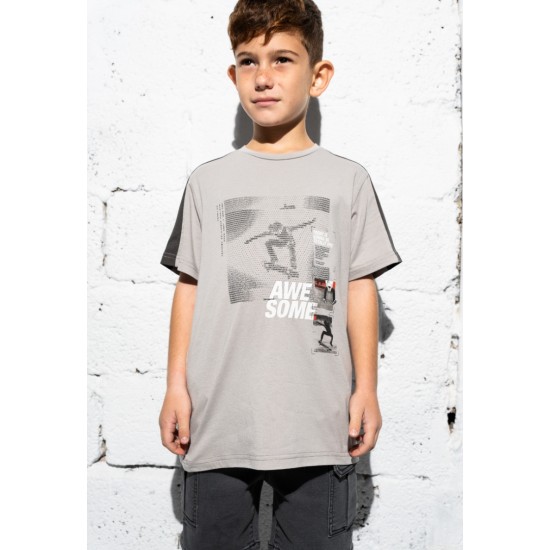 HASHTAG Σετ Μπλούζα και Βερμούδα Τζιν 254727 Γκρι