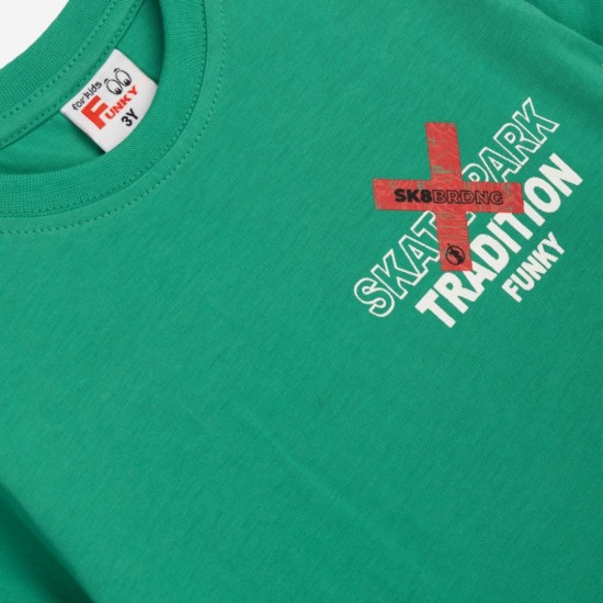 FUNKY Σετ Μπλούζα και Βερμούδα Τζιν 125-302101 Πράσινο