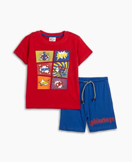 FUNKY Σετ Μπλούζα και Βερμούδα 125-301135 Κόκκινο