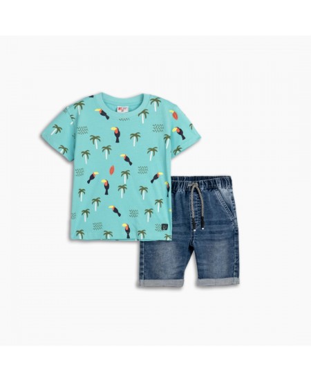 FUNKY Σετ Μπλούζα και Βερμούδα Τζιν 125-302100 Γαλάζιο