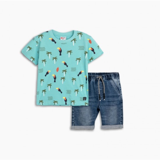 FUNKY Σετ Μπλούζα και Βερμούδα Τζιν 125-302100 Γαλάζιο