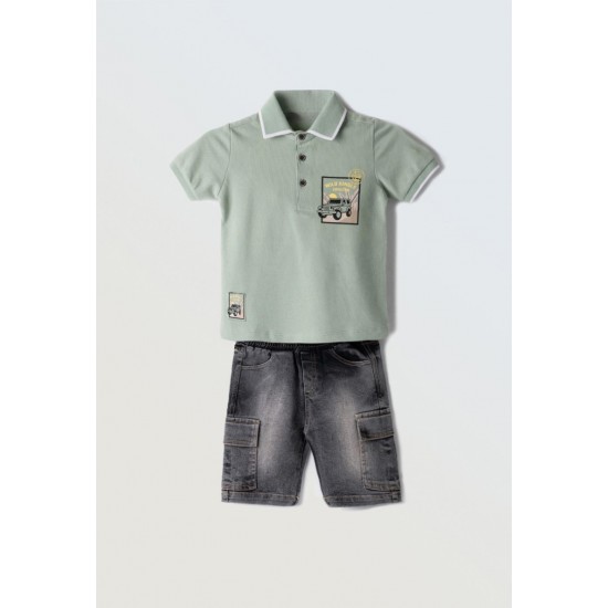 HASHTAG Σετ Μπλούζα και Βερμούδα Τζιν 254811 Βεραμάν