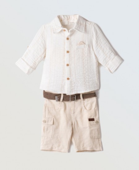 HASHTAG Πουκάμισο και Βερμούδα 254834 Εκρού