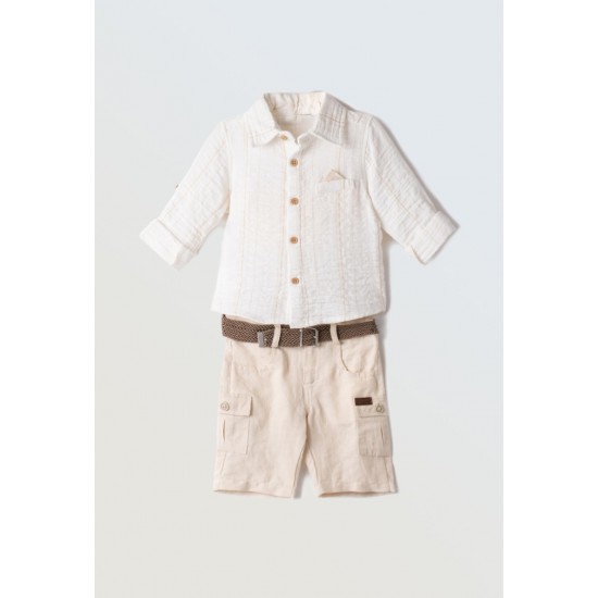 HASHTAG Πουκάμισο και Βερμούδα 254834 Εκρού