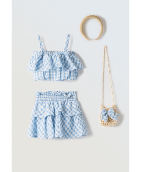 EBITA Σετ Τοπ, Φούστα, Τσάντα και Στέκα 254207 Γαλάζιο 