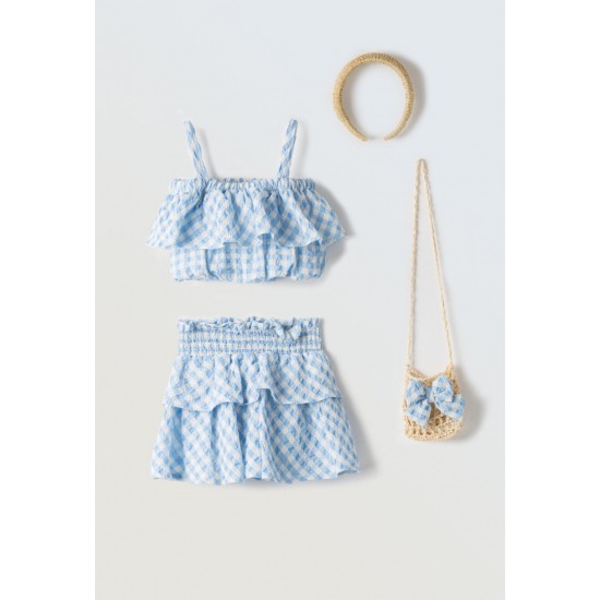 EBITA Σετ Τοπ, Φούστα, Τσάντα και Στέκα 254207 Γαλάζιο 