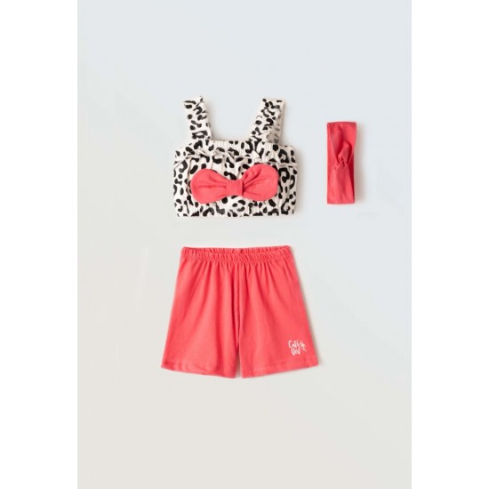 EBITA Σετ Τοπ, Σορτς και Κορδέλα 254508 Animal Print